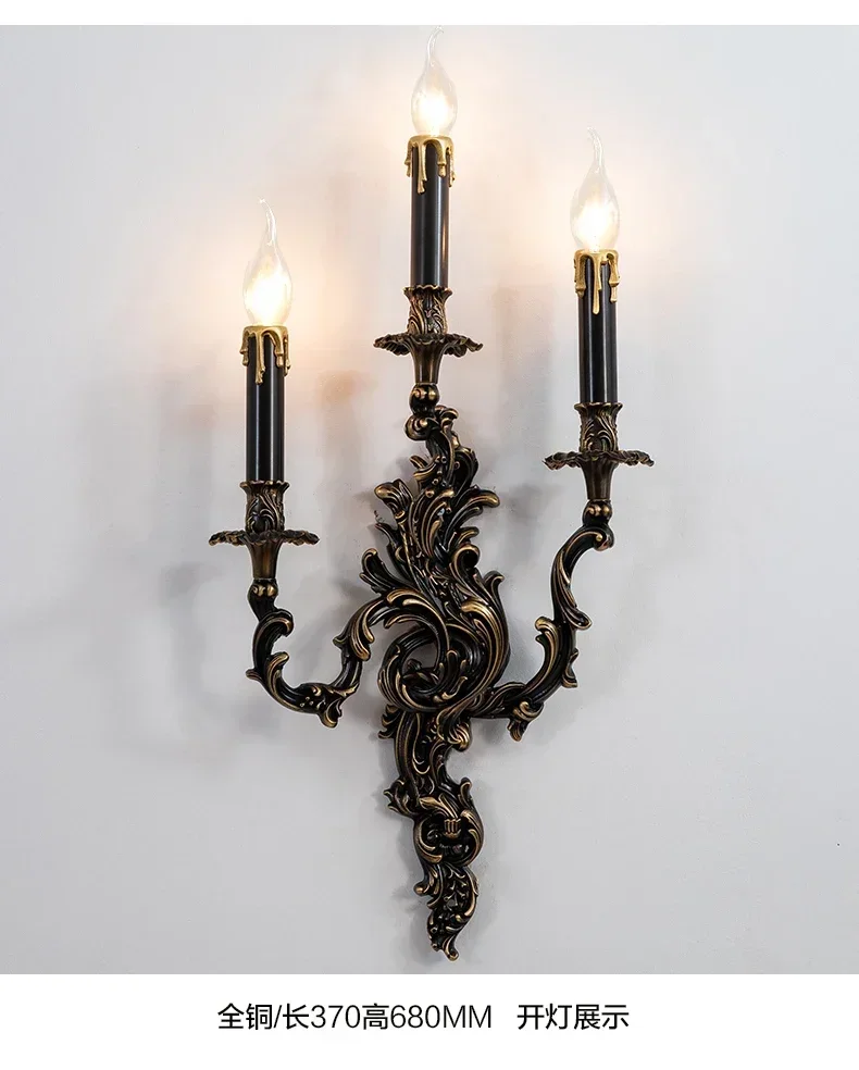Description Picture 4 of itemFrench copper candle wall lamp hotel palace villa retro wall lamp indoor bedroom bedside