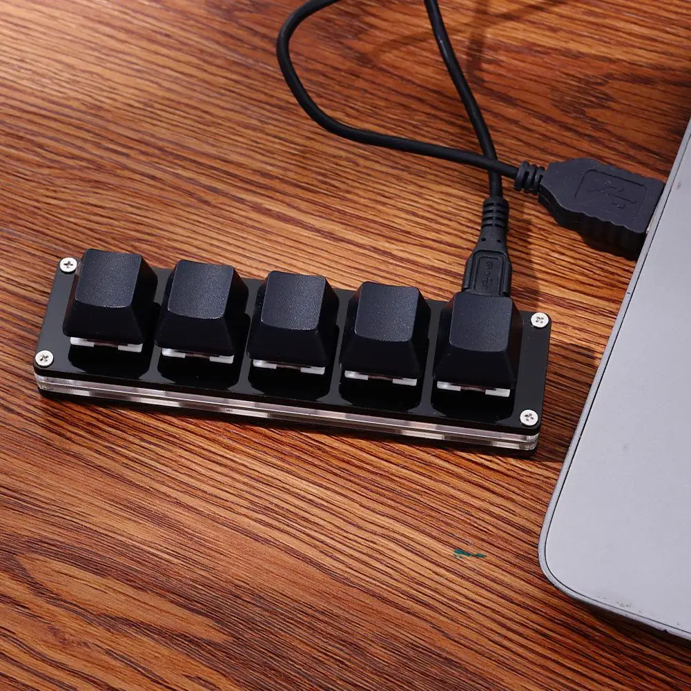 커스텀 미니 5키 키보드 USB 유선 DIY 단축키 프로그래밍 가능 매크로 기계식 키보드 블랙 (게이밍/사무용)