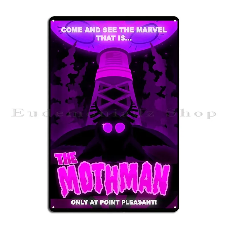Shirleydavenpor 금속 명판 포스터, 레트로 빈티지 Mothman 선물, 영화 선풍기, 펍, 클럽 디자인, 주석 사인 포스터 디자인