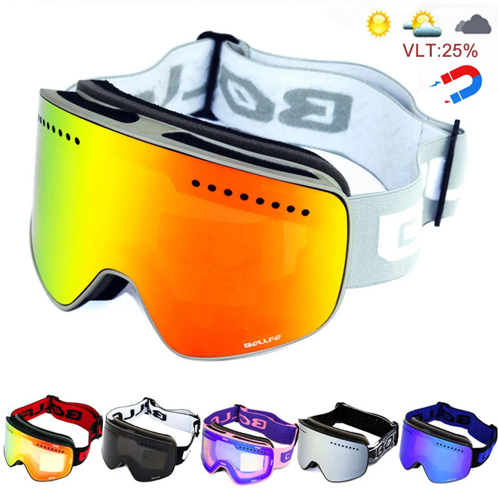 Magnetic Ski Goggles with Quick-Change Double Lens UV400 Anti-fog Ski Glasses Men Women Mountaineering Snowboard Snow Goggles 2
