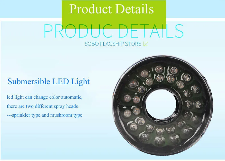 Description Picture 5 of itemSubmersible Pump Pool Fountain Flashing Pump Fish Filter Landscape Fountain Pump