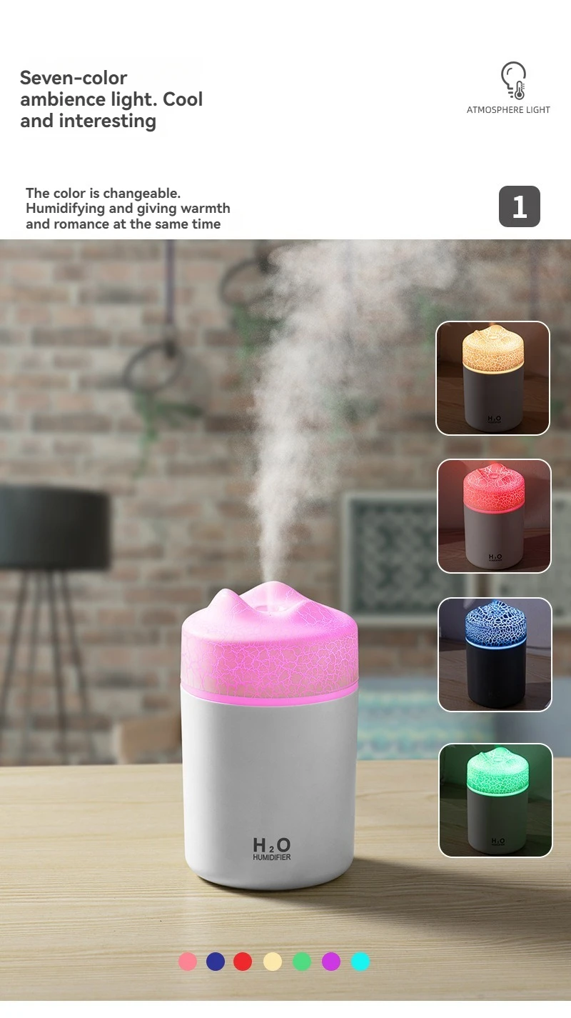 Description Picture 4 of itemUSB-Powered Volcano-Style Humidifier with RGB Lights for Car, Home, and Desktop - Ultra-Quiet Operation