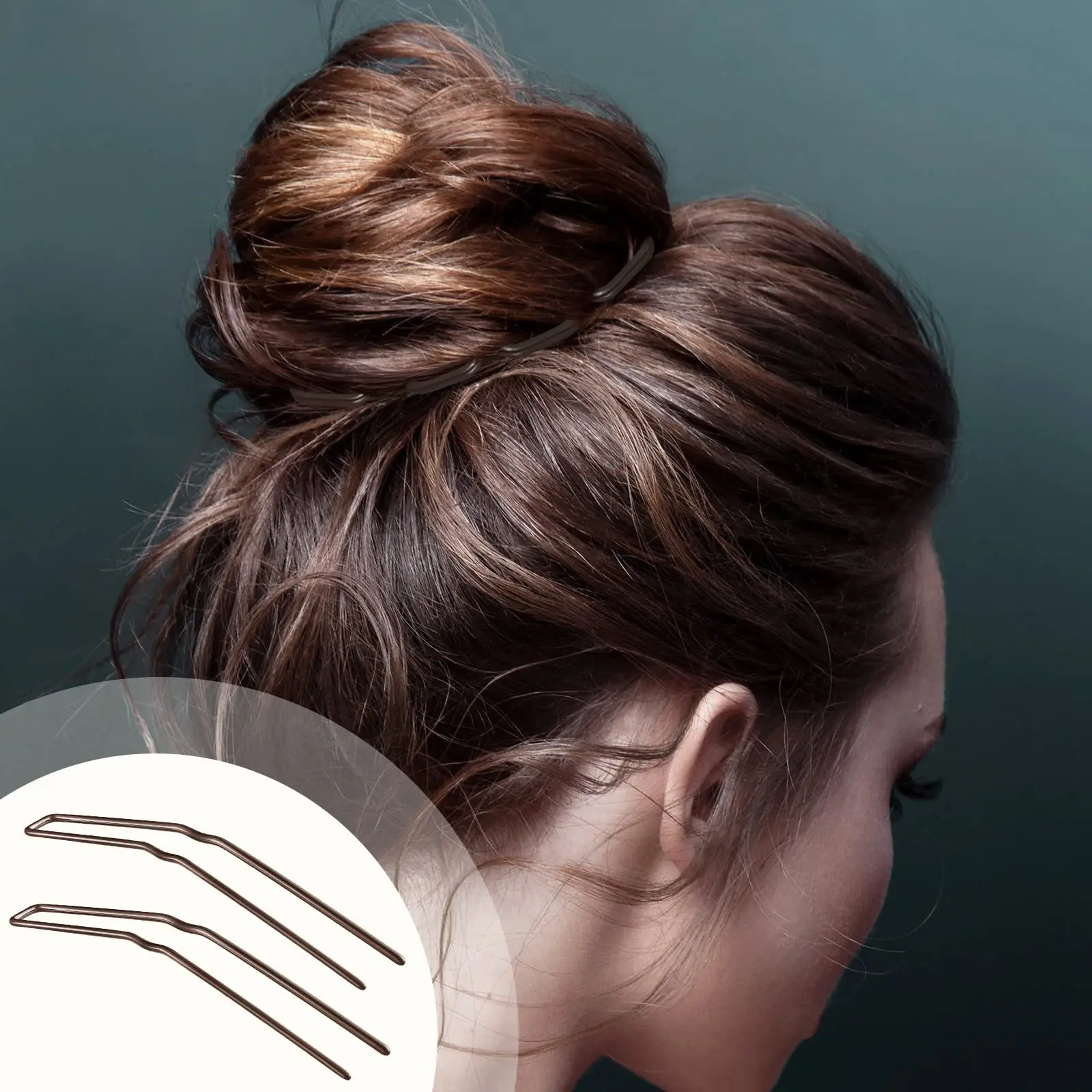 5 Stück U-förmige Haarnadeln für Hochzeitsfrisuren, Metall-Haargabeln für Duttfrisuren, rutschfeste Haarstäbchen, Hochzeits-Braut-Haarnadeln – Detail 2