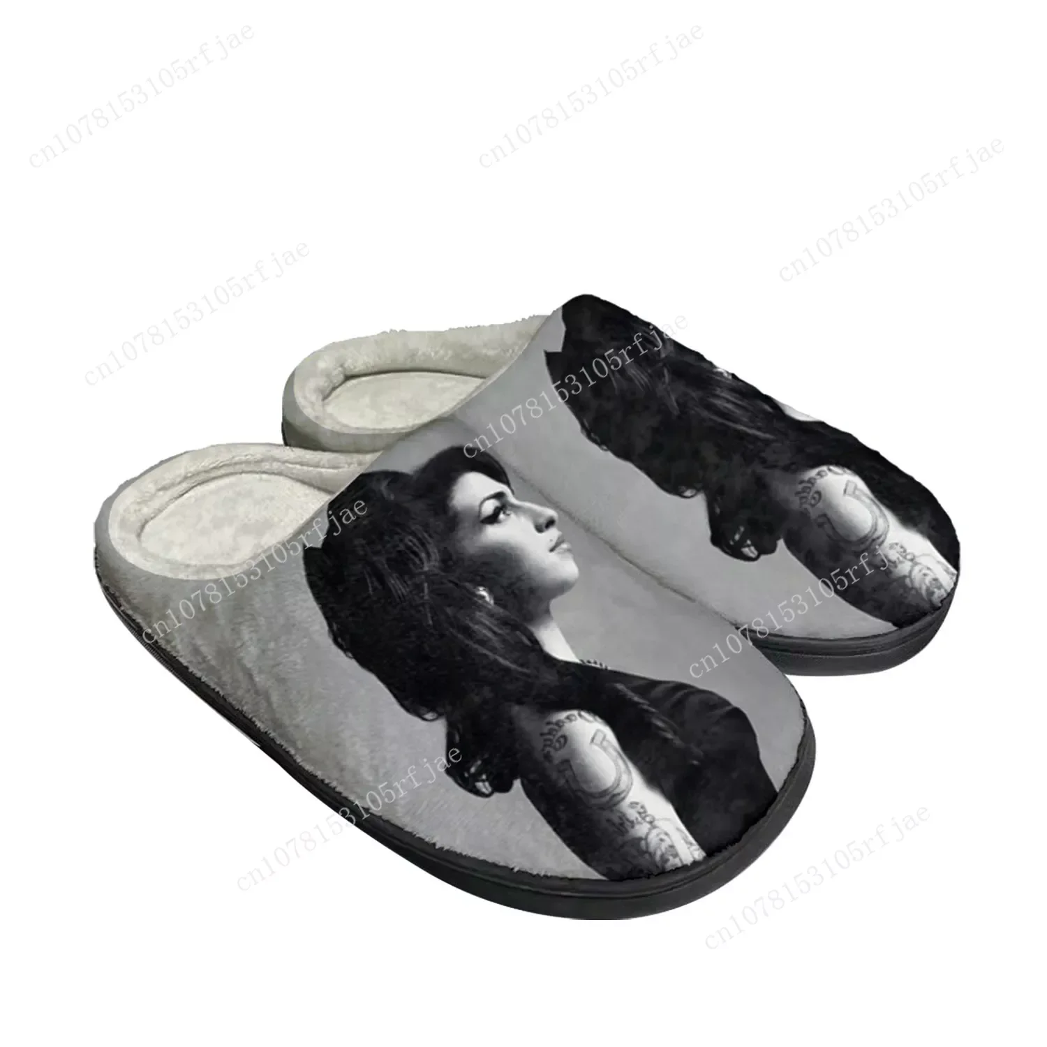 

Amy Winehouse Singer Fashion Home Cotton Custom Slippers Mens Womens Sandals Plush Bedroom Casual Keep Warm Shoe Thermal Slipper