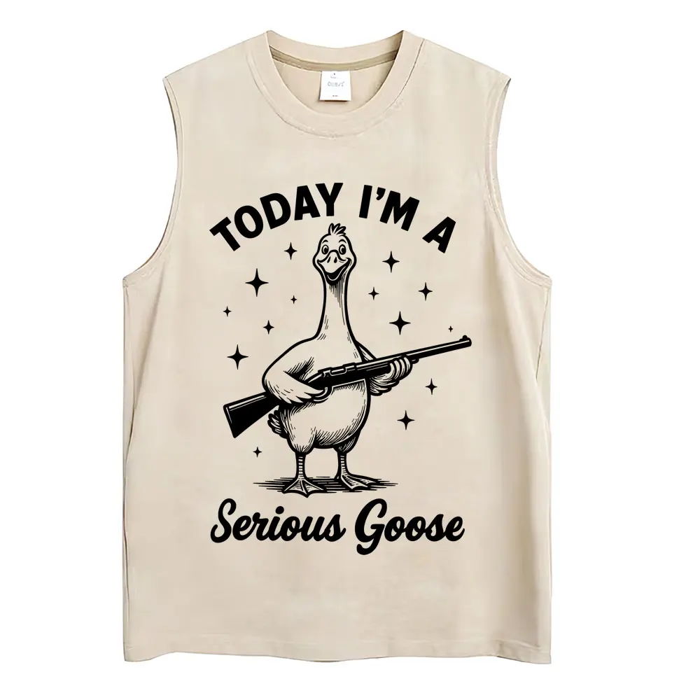 Washed Funny Goose Tank Tops Mess with The Honk You Get The Bonk Graphic T Shirts Vintage Unisex Loose Cotton Sleeveless Vests