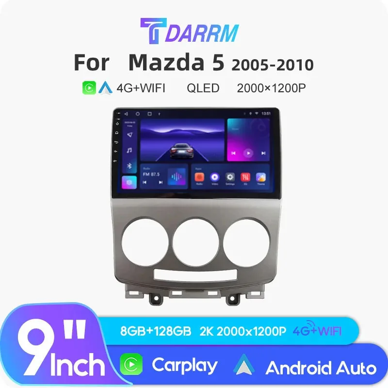 

Car Autoradio 2 Din For Mazda 5 2005-2010 9 Inch Android 12 Video Player GPS Navigation 4G Carplay Head Unit Car Multimedia