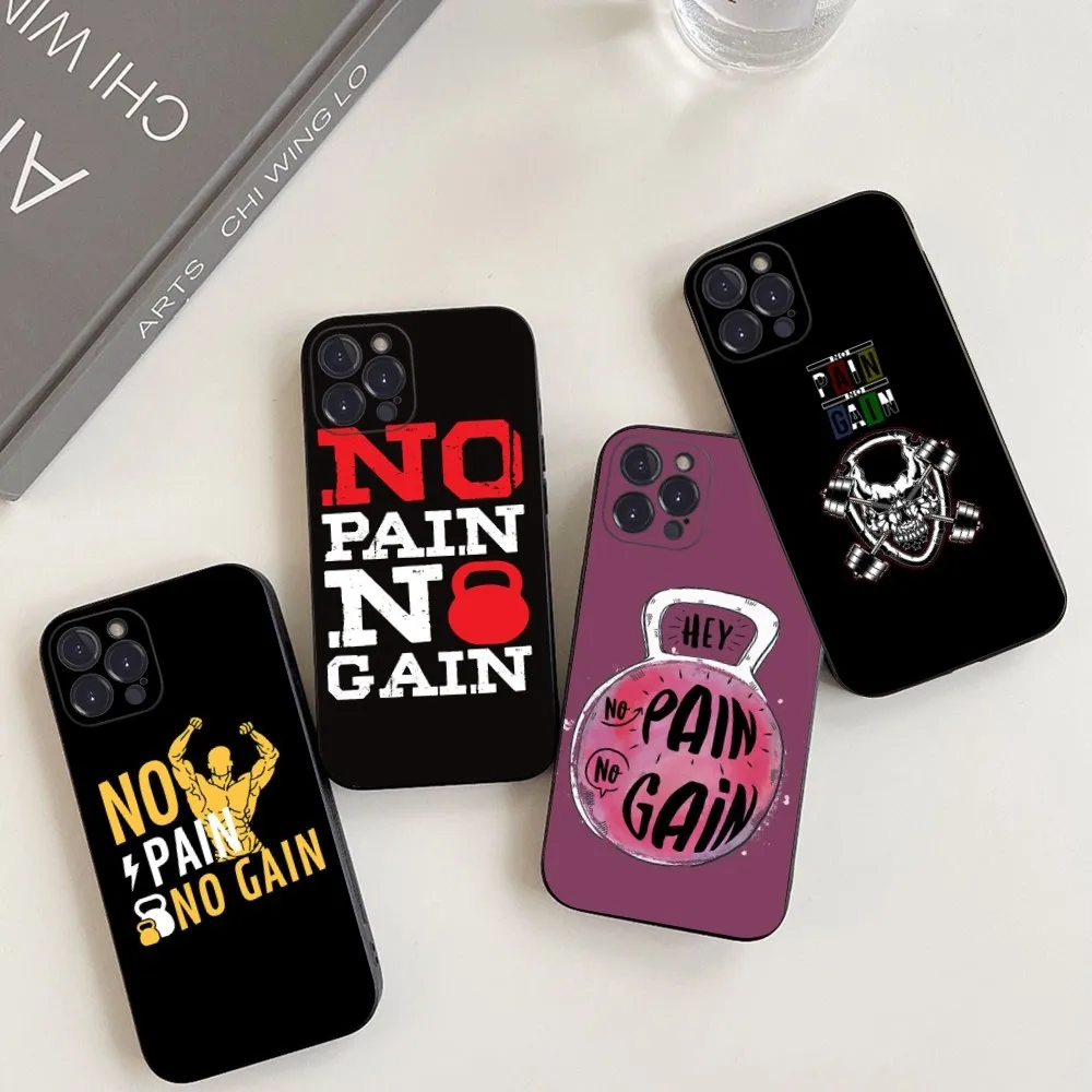 No Pain No Gain Gym Fitness Phone Case Silicone Soft Per Iphone 15 14 13 12 11 Pro Mini Xs Max 8 7 6 Plus X Xs Xr Cover