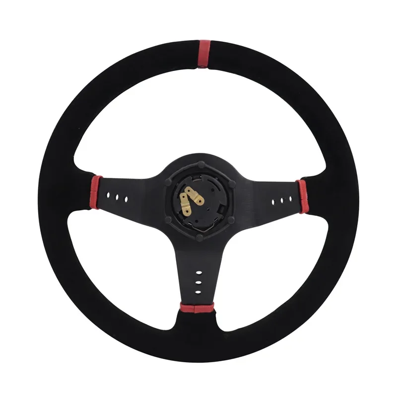 

Racing Steering Wheel Universal Racing Modified Steering Wheel Leather Deep Concave Aluminum Alloy Steering Wheel Auto Parts