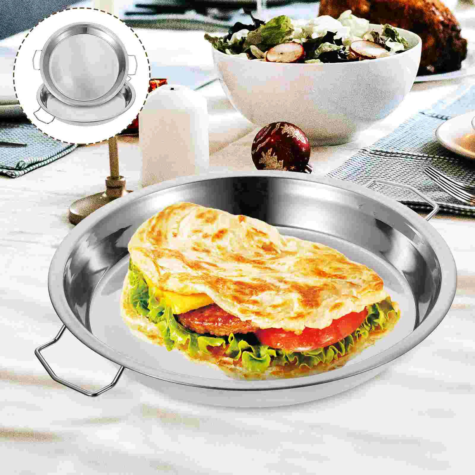 

Plate Stainless Steel Tray Pan Steamer Steaming Serving Pot Metal Round Dish Steam Cake Rack Food Platter Baking Noodle Basket