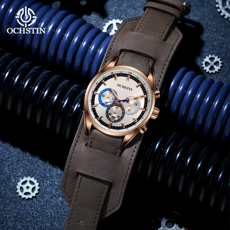Ochstin New 2024 Craftsmanship Series Simple and Comfortable Wind Multi functional Quartz Movement Men's Quartz Watch