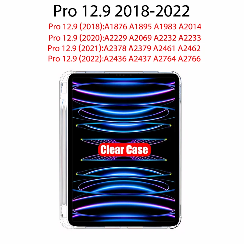Clear iPad Case with Pencil Holder - Durable, Soft TPU Protective Cover