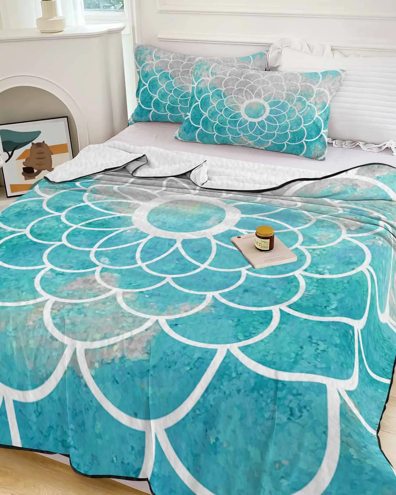 

Одеяло летнее охлаждающее с абстрактными геометрическими цветами, легкое летнее покрывало для кровати