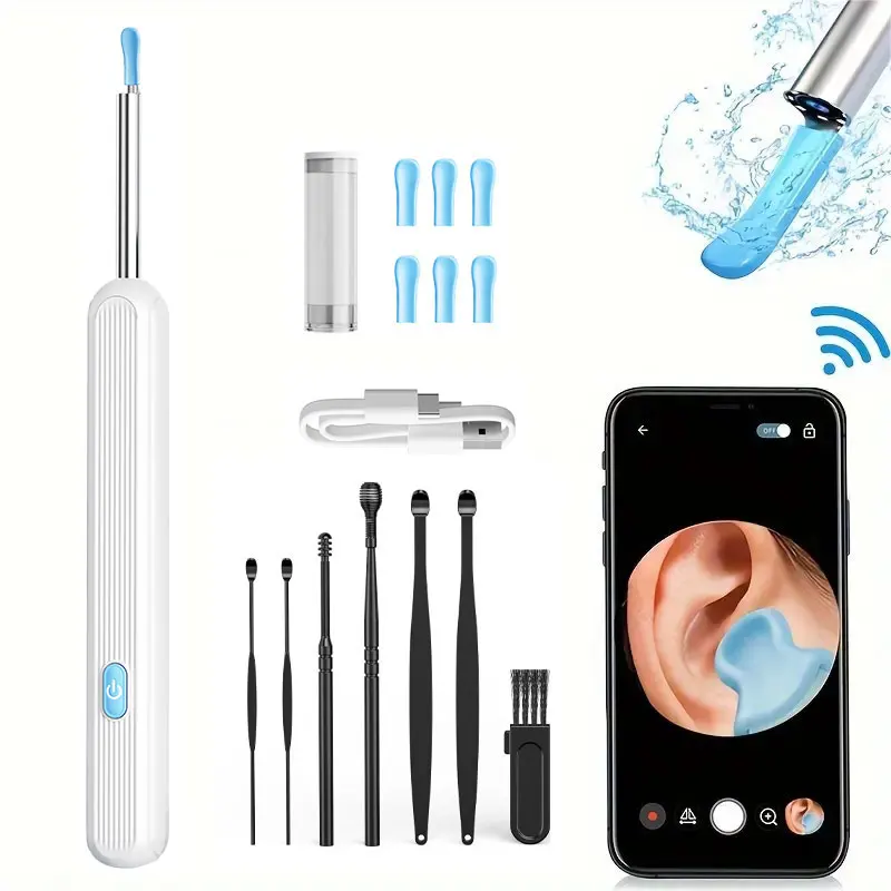 Ear Wax Cleaner WIFI Visual Otoscope Camera with LED Lights 3.5mm Mini Removal Tool With Camera Take Video HD Earpick