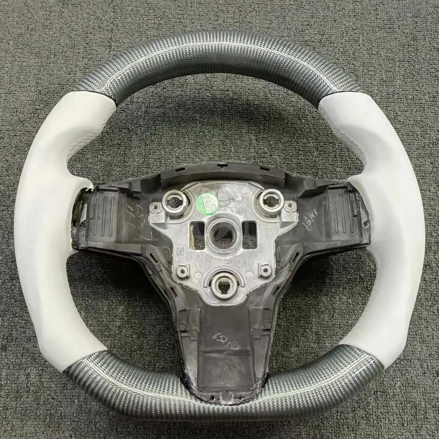 Tesla Model 3에 적합한 탄소 섬유 가죽 스티어링 휠 2016 2017 2018 2019 2020 2021 2022