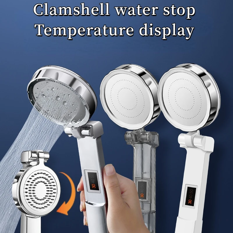 

Upgrade Foldable Smart Shower Head Digital Temperature Display Shower Filter Flip Cover Massage Pressurized Water Saving Nozzle