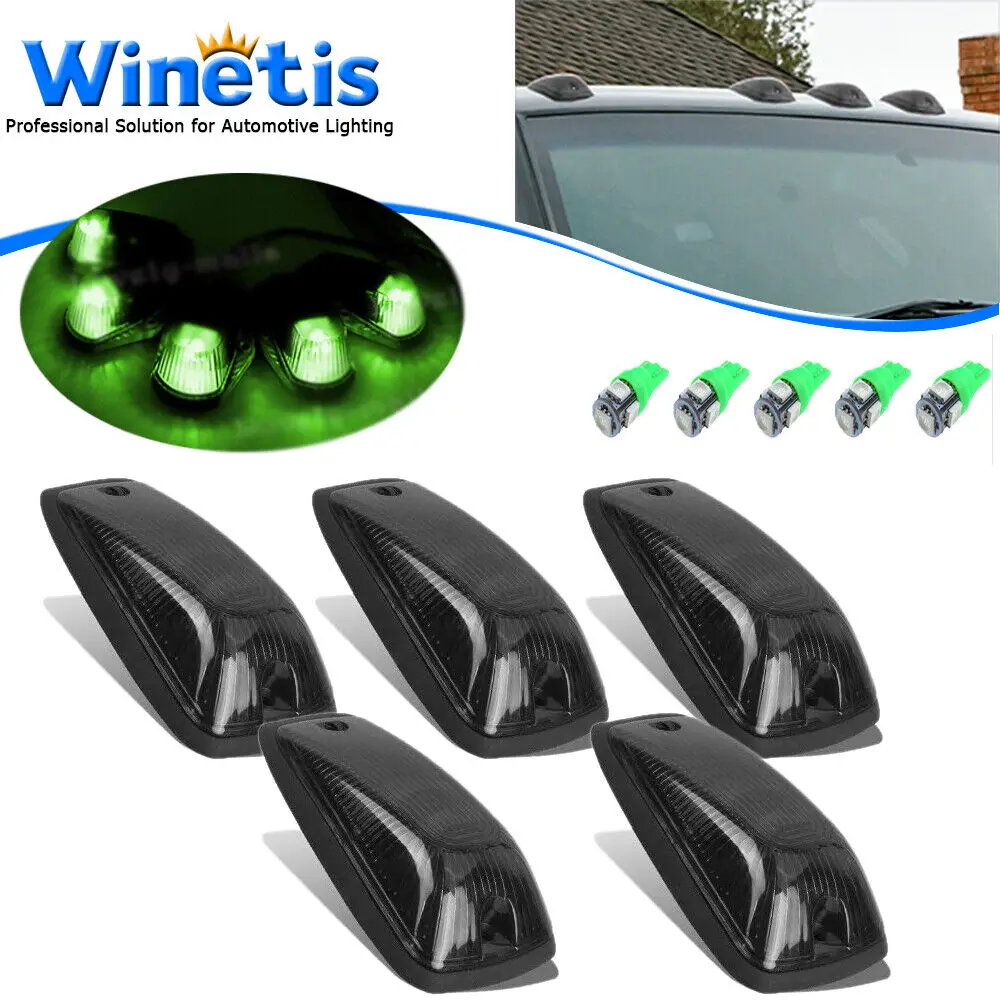 

5X Roof Top Cab Marker Running Lights w/ Green LED For 1988-2002 Chevy/GMC C1500 C2500 C3500 K1500 K2500 K3500 Pickup Trucks