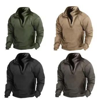 High Quality Men's Military Tactical Shirt Pullover US Winter Outdoor Ski Camping Warm Inclined Zipper Sweatshirts Jackets 5