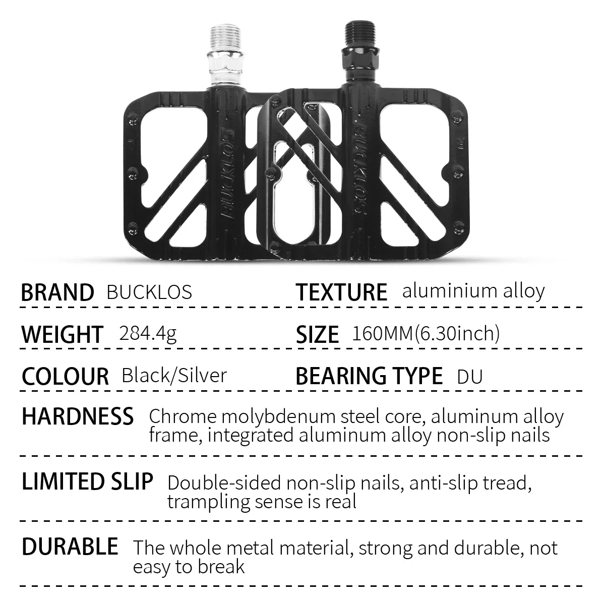 BUCKLOS Ultralight Road Bicycle Pedal DU Bearing Non Slip Bike Pedal High Strength Mtb Platform Classic Pedals Cycling Parts