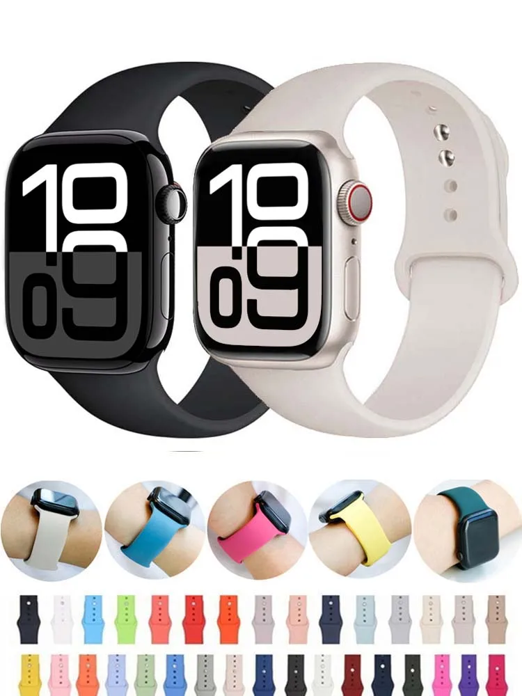 Apple Watch 밴드 용 스트랩 44mm 40mm 45mm 41mm 49mm 46 42mm 38mm correa 실리콘 팔찌 iwatch 시리즈 10 7 8 se 3 6 9 ultra 2