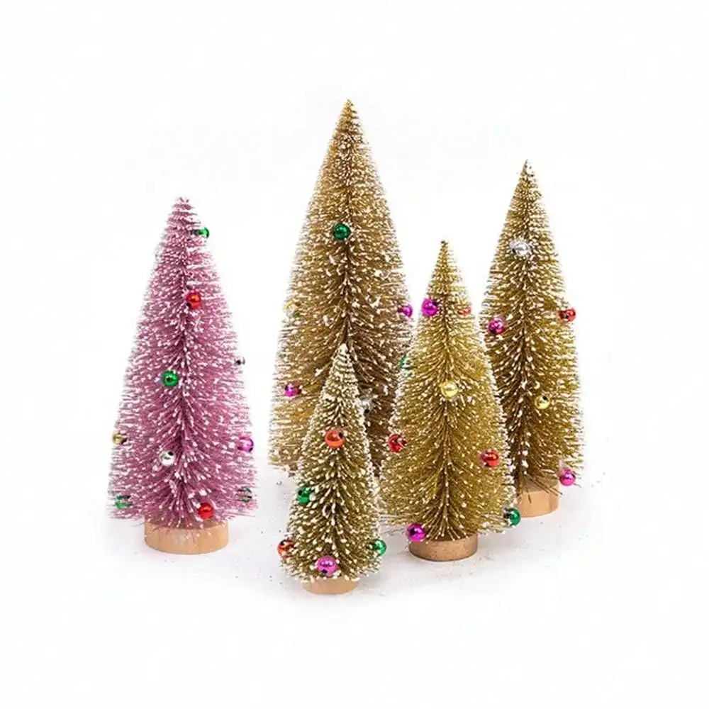 Mini Christmas Tree Cedar Tree Snowflake Pine Needle Doll House Festival Tabletop Miniature Snow Decor 1Pc christmas tree ornaments,mini christmas tree
