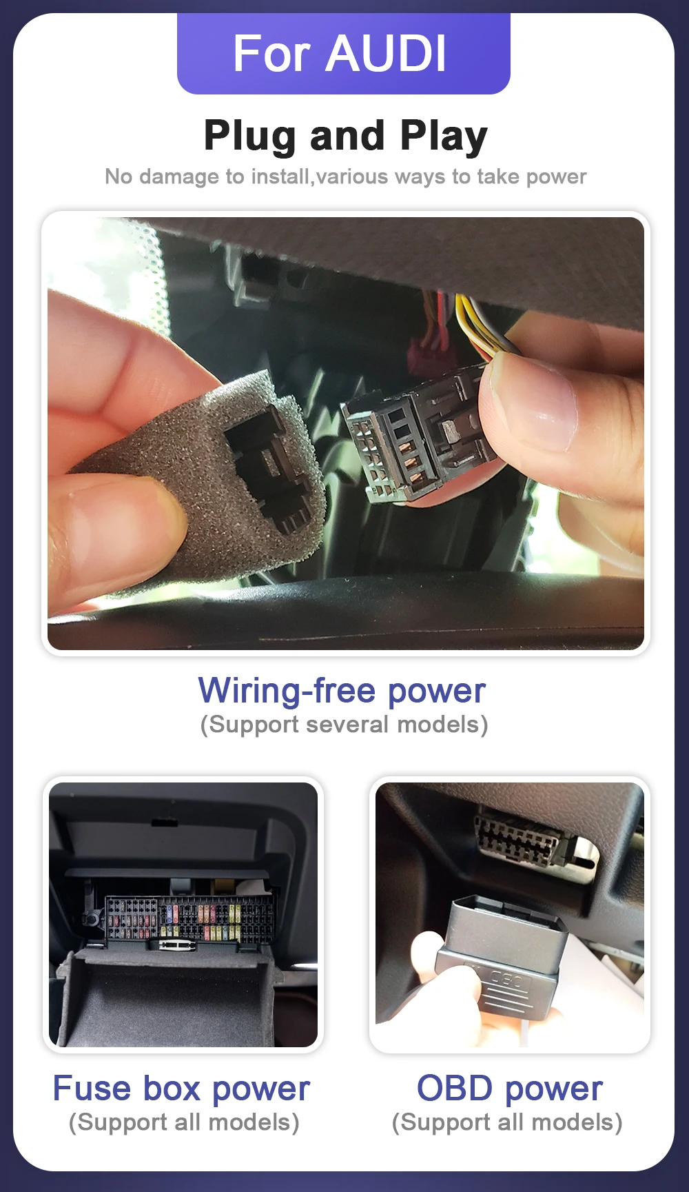 Dash Camera for 2019-2026 Audi A1 A3 A4 A5 A6 A7 A8 Q2 Q3 Q5 Q7 Q8 RS S S5 S8 SQ5 SQ8 TT, FITCAMX Car Camera 4K