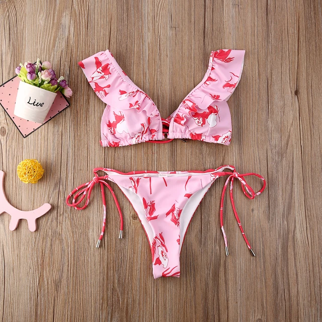 Women's Summer Bikinis Set Solid V-Neck Push Up Swimwear + Flower Print Low  Waist Thong + Cardigan Swimsuit Female Bathing Suit - AliExpress