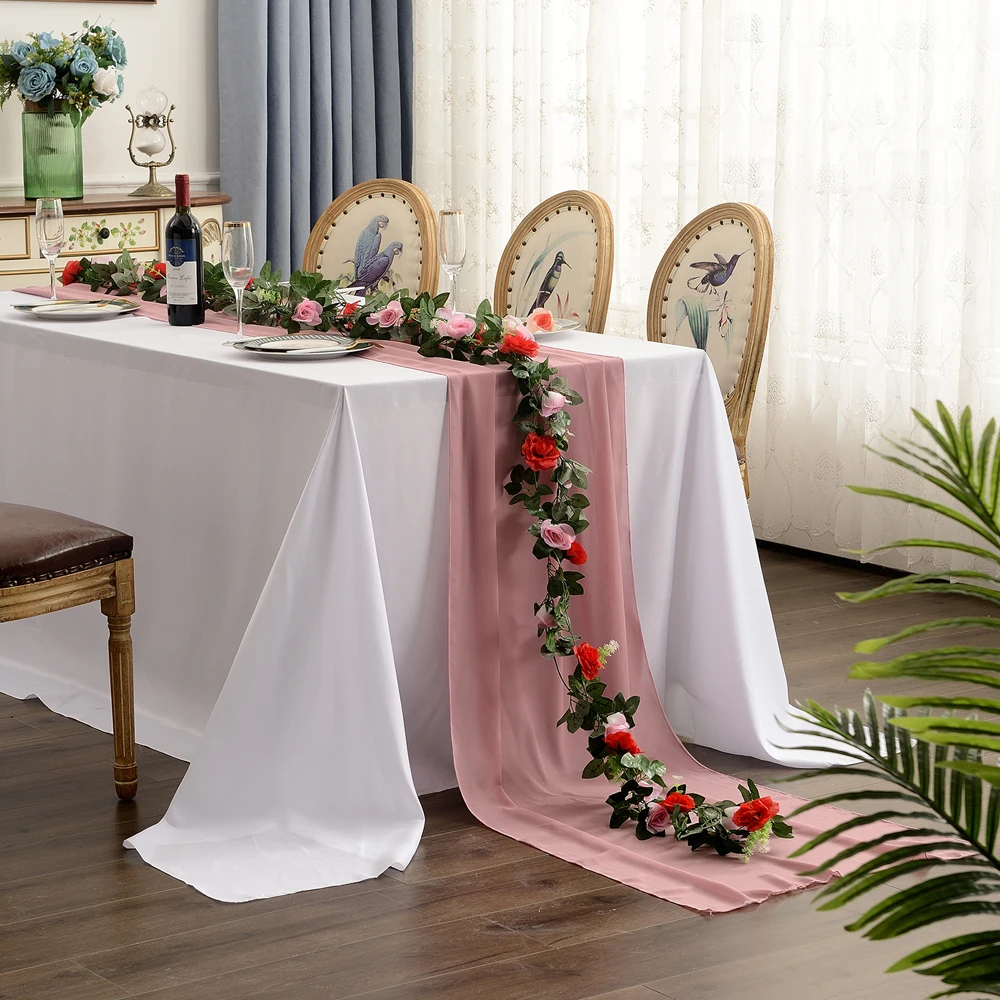 

70X1000cm Wedding Chiffon Table Runner Sheer Wedding Runner Romantic Table Runner Wedding Party Baby Shower Decoration