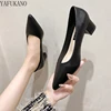 Fashion Soft Leather Chunky Heel Women High Heels Classic Style Career Work Shoes Pointed Small Size Student Etiquette Shoes 33 2