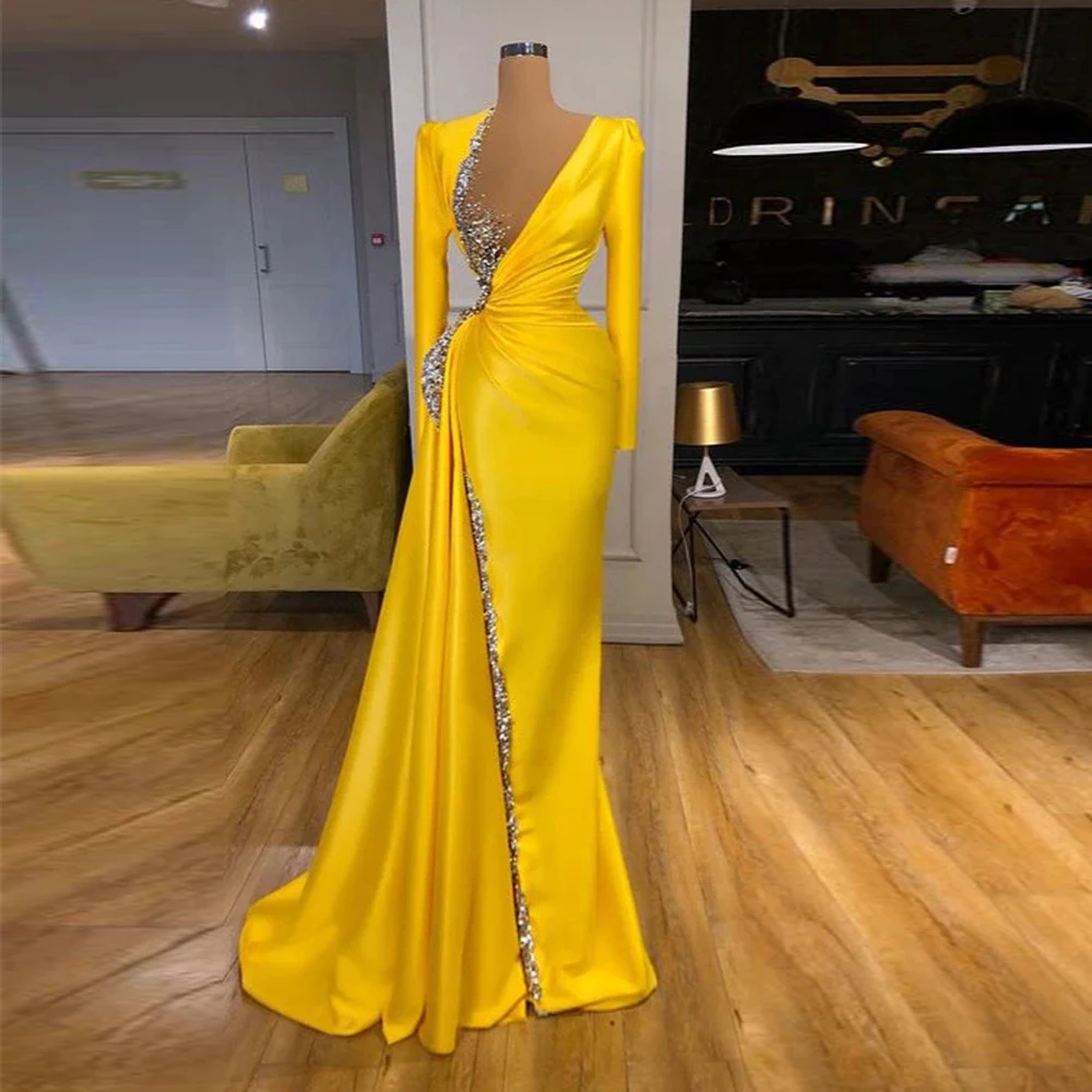 

Luxurious Fashion Exquisite Mermaid Long Sleeve Beading Slim Sexy Fascinating Beautiful Beach Mopping Dresses For Women New 2023