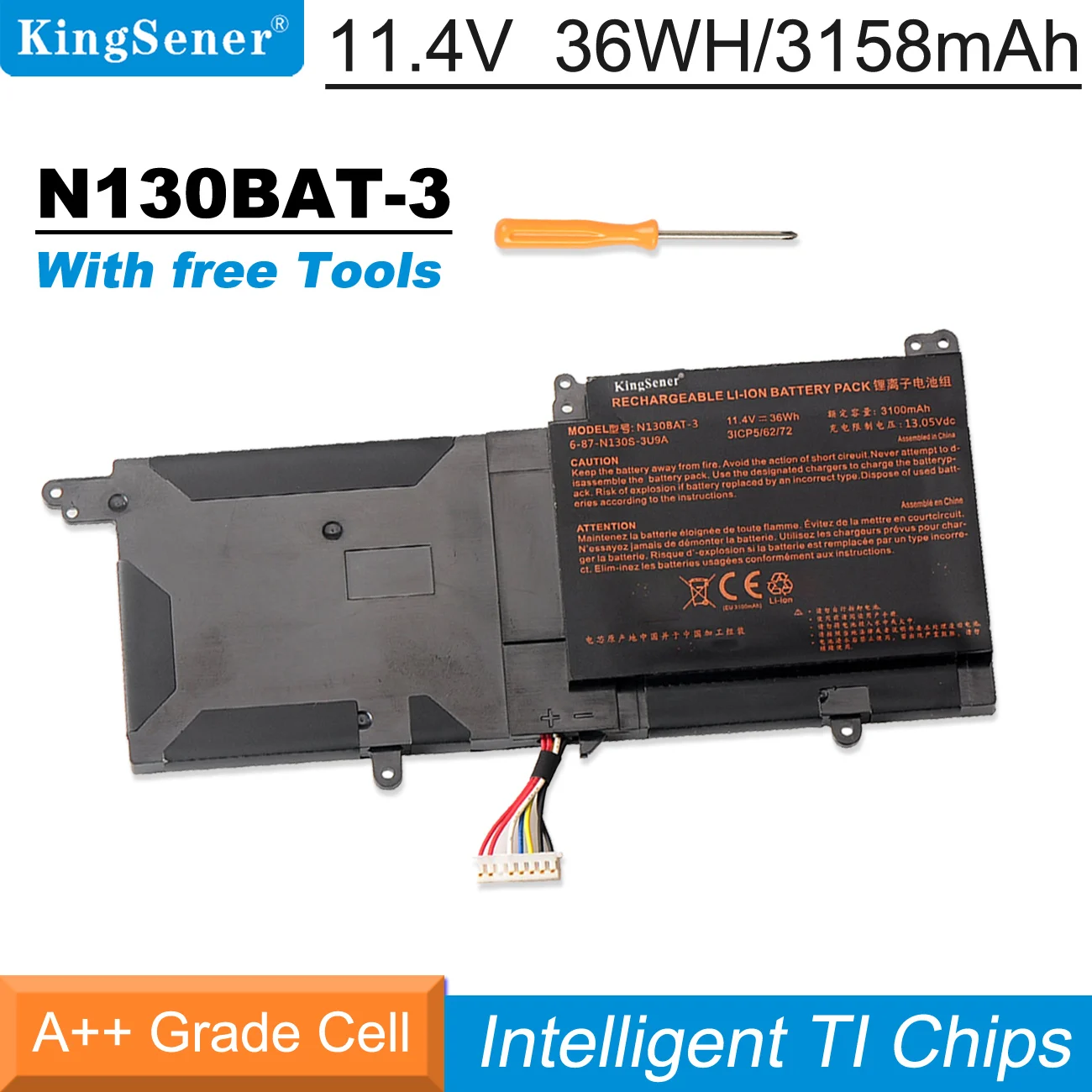 Kingsener 11.4v 36wh N130bat3 Bateria para Clevo N130bat-3 687-n130s-3u9a N130bu 130wu N131bu N131wu Np3130 Pro 13 14 N130bu