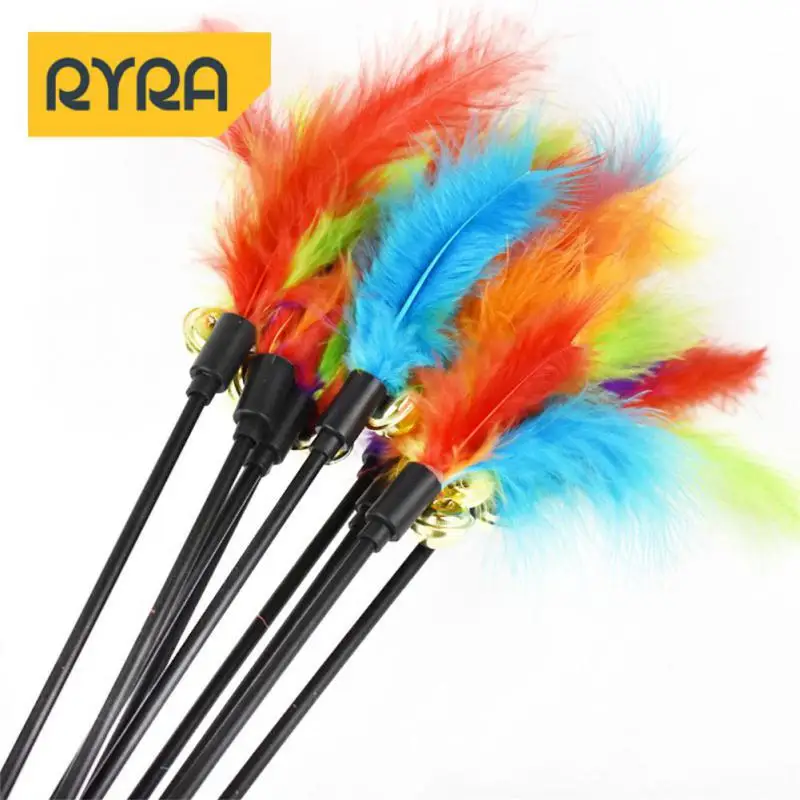 

Feather Toys Teaser Stick Bell Feather Toys Interactive Toy Cat Teaser Pet Toy Cat Toys Cat Teasing Stick