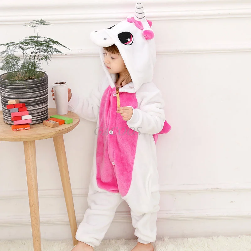 Winter Flannel Boys Girls Pajamas Children Onesie Kids Unicorn Kigurumi Sleepwear Rabbit Panda Licorne Pyjamas Kids Baby Pijamas