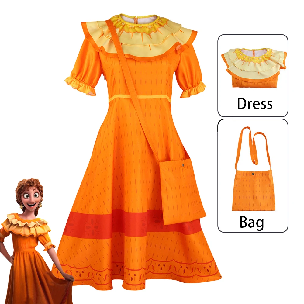 

New Chram Movie Encanto Pepa Dress for Adult Kids Cosplay Costume Madrigal Cosplay Costume for Carnival Masquerade Dress Up
