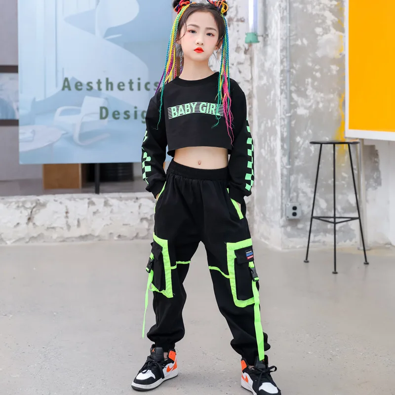 Nyeemya Mädchen Tanz Outfit 3-teilig - Netzshirt, Bustier & Boyshorts Hip Hop