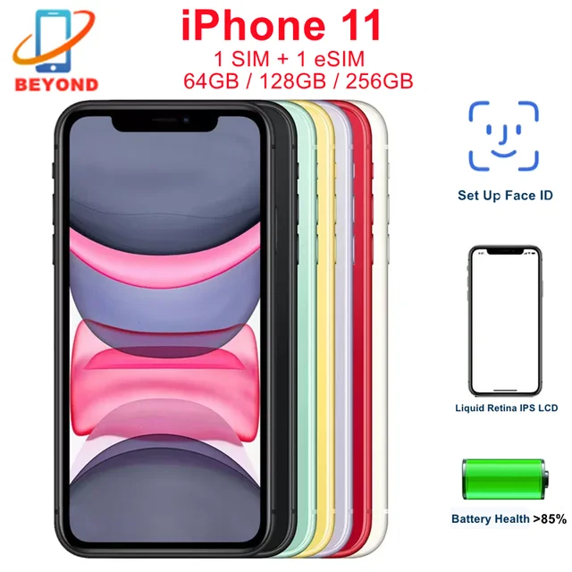 Apple iPhone 11 64/128/256GB ROM 6.1" Original Liquid Retina IPS LCD FACE ID A13 Genuine Unlocked 4G LTE 98% New Mobile Phone