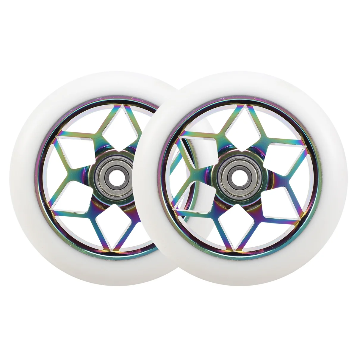 2 Pcs Scooter Accessories 110mm Scooter Wheels Colorful Pu Wheels Thick Stunt Car with Bearings(White)