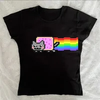 Mignon 2000s esthétique lettre impression T-Shirt Y2K femmes étoiles hauts Harajuku rétro mode gothique hauts femmes vêtements graphique 3
