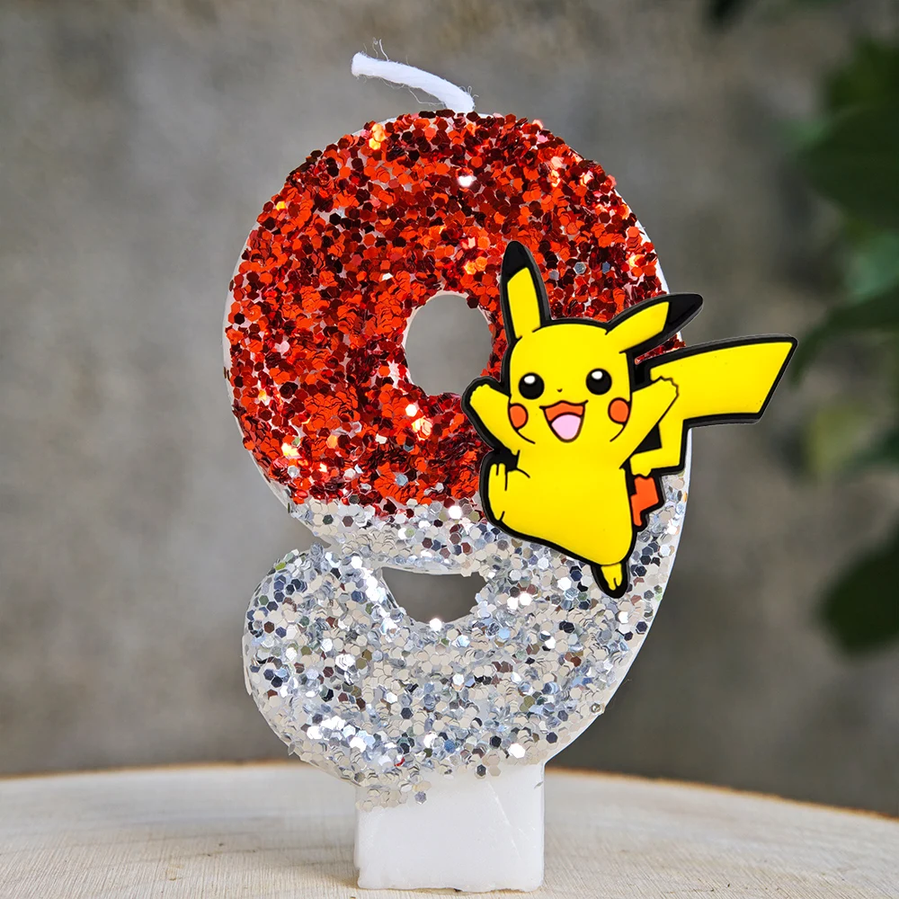 Anime Pikachu Kerzen-Kuchenfigur Pikachu Nummer 0-9 Geburtstagstortenkerze Kinder Baby-Shower Kuchendekoration Zubehör – Detail 21