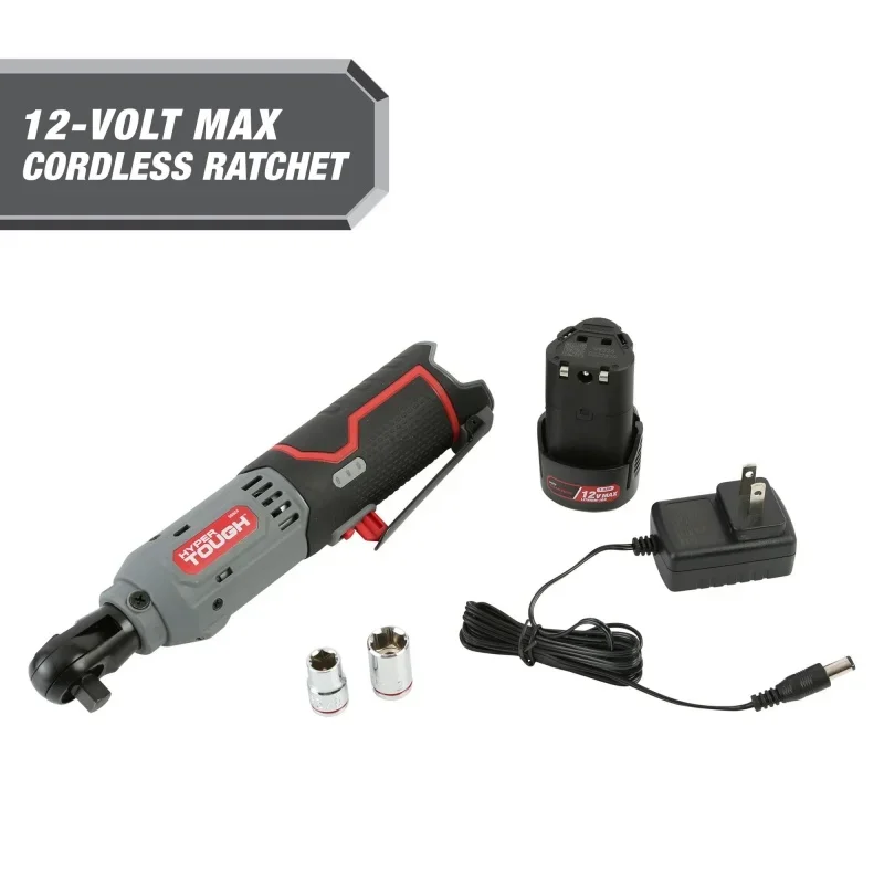 

Hyper Tough 12V Max* Lithium-Ion Cordless 3/8-Inch Ratchet with 1.5Ah Battery and Charger, 98804