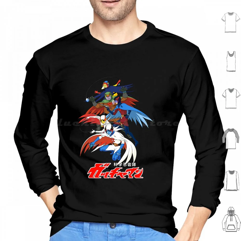 Gatchaman T-Shirtgatchaman Felpe Con Cappuccio G-Force Manica Lunga Gatchaman T Shirtgatchaman G Force