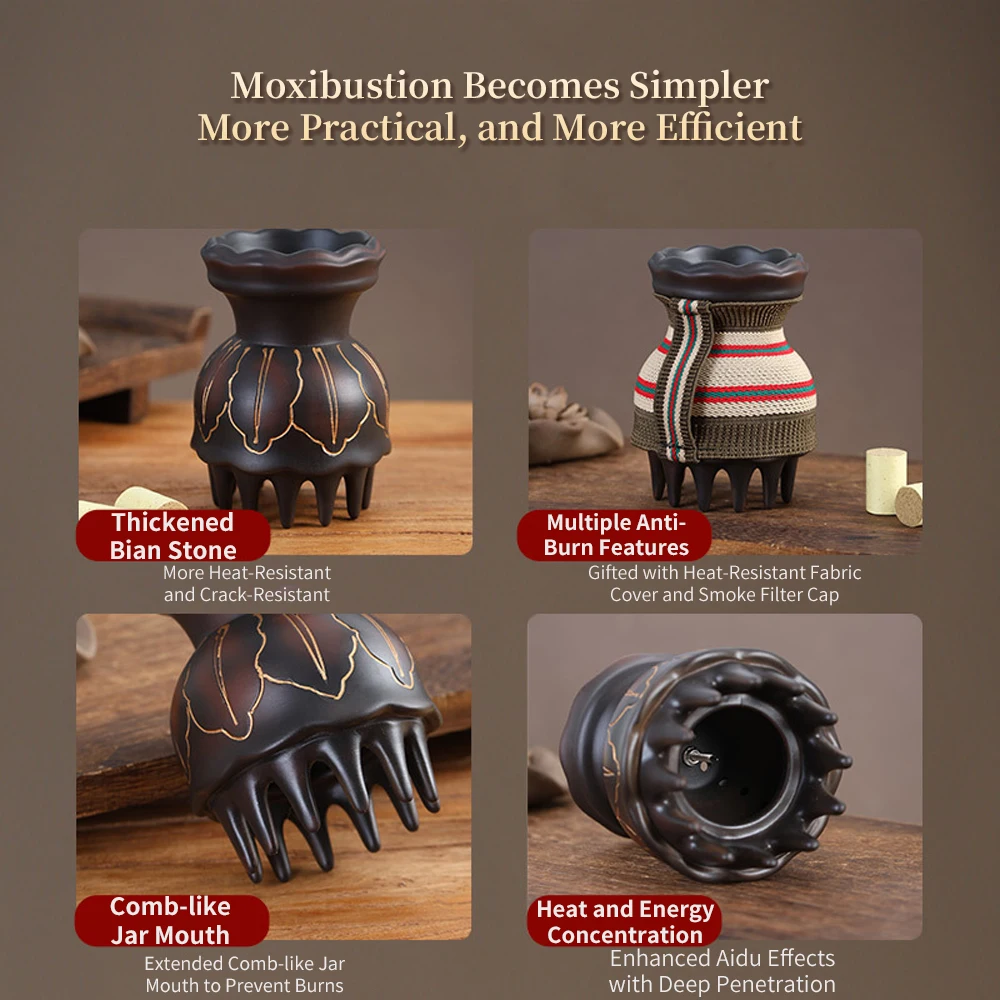 Bian Stone Acupuncture and Moxibustion Massager Guasha Jar Head Massage Acupoint Massage Full Body Massage To Unblock Meridians