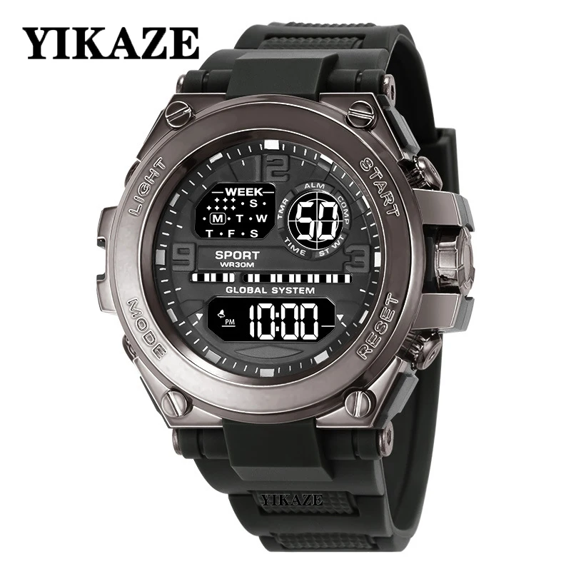 YIKAZE Outdoor Sports Digital Men's Wristwatches Mountain Climbing Watches Waterproof Luminous Chronograph Military Clock mini lcd thermometer hygrometer temperature sensor humidity gauge indoor household meter outdoor weather station clock