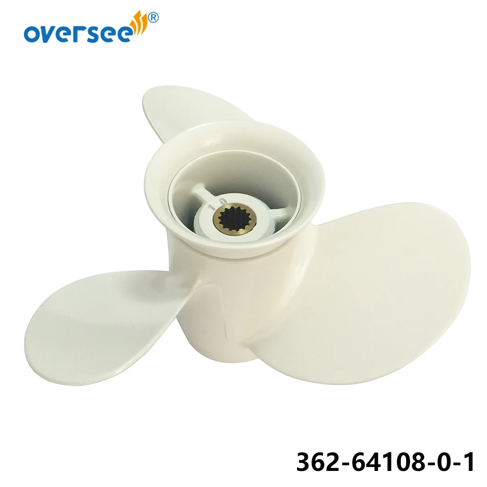 OVERSEE Aluminum Propeller 362-64108-0-1 3X9.2X9.8 Right White 9.9, 15, 18 HP For Fitting TOHATSU Outboard