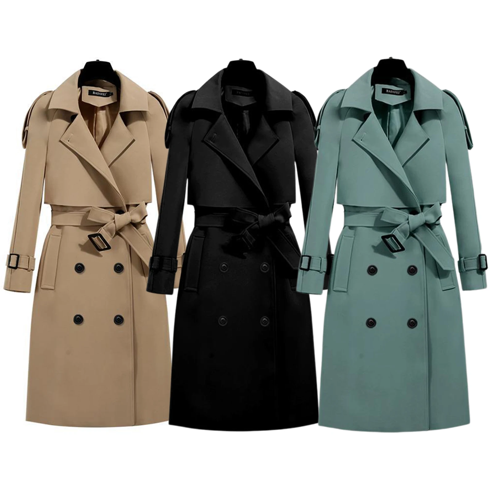 

Women's Classic Trench Coat Waist Tightening Stylish Coat Gift for Christmas Birthday New Year NOV99