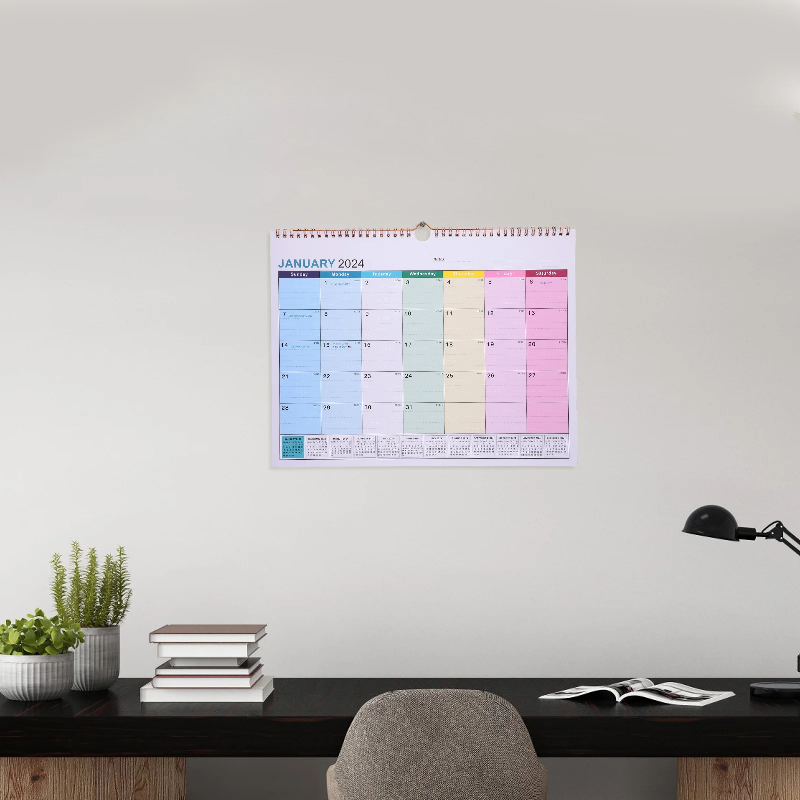 

English Wall Calendar Monthly Hanging Calendar Home Large Desk Monthly Office for Home Office Schedule Paper Year Planning Note