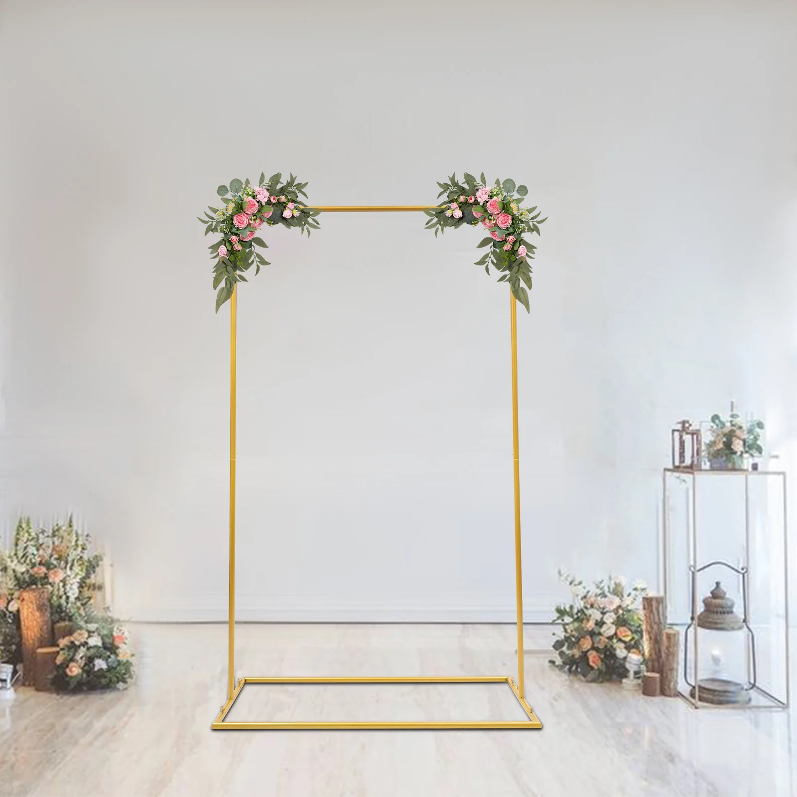 Gold Wedding Stand Carbon Steel Square Flowers Stand Balloons Bracket for Garden Weddings Decoration