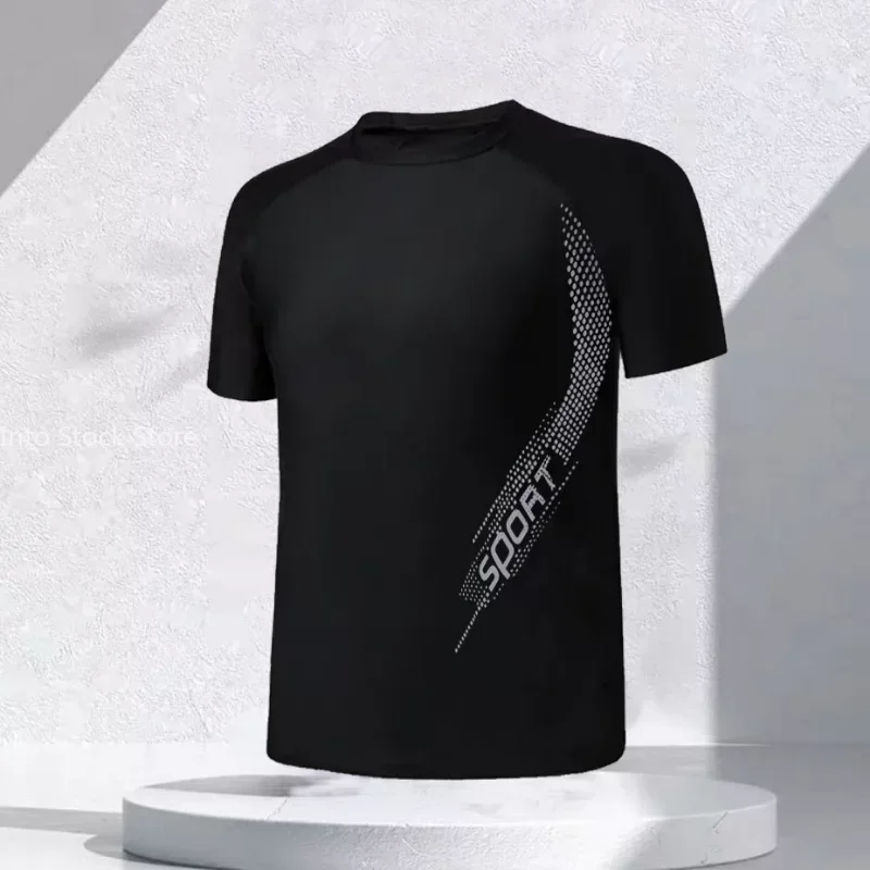 Men Swimsuit O-Neck Short Sleeve Mid-rise Swimming Suit Printing Slim Fit T-shirt Swimming Trucks Set Beachwear 3