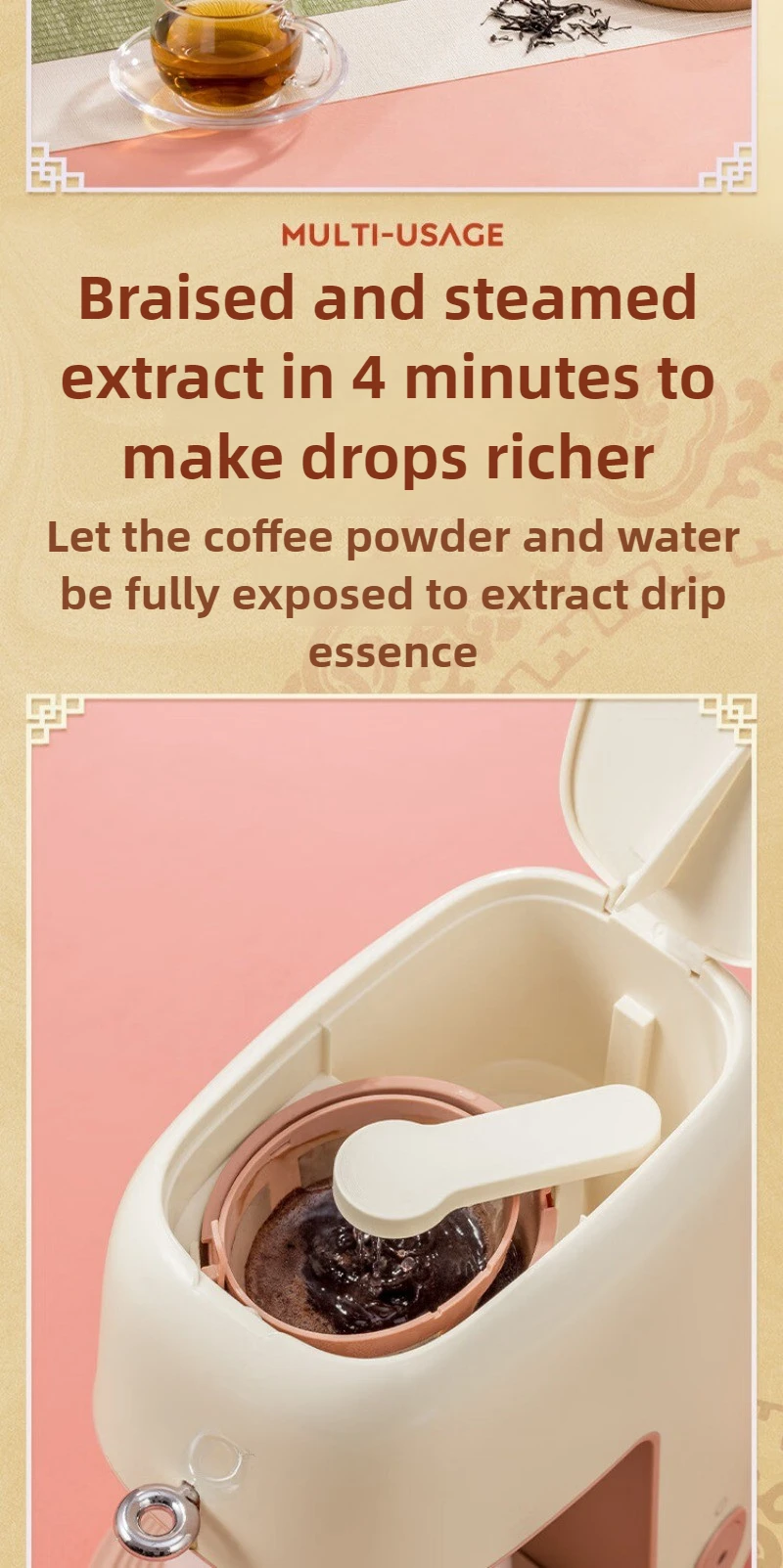 220V Household Small Automatic Coffee Machine Office All-in-one Drip Coffee Machine Tea-coffee Multi-functional Appliances