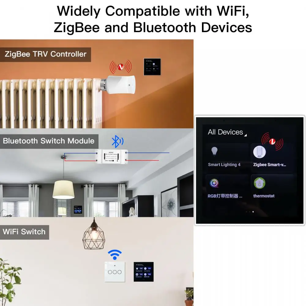 Tuya Wifi Zigbee 3.0 Touch Screen Control Panel 4 Inches Smart Home Central Control Work With Tuya Devices Alexa Google Home