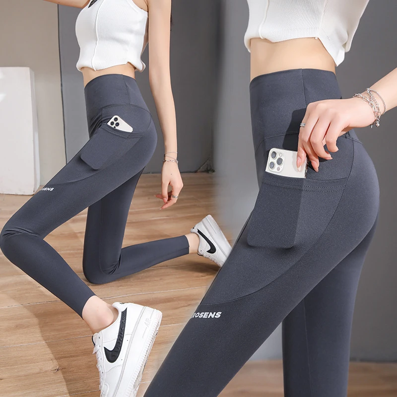 Sports Leggings Yoga Pants Sports Pants Female Tights Seamless Leggings With Pocket Women Soft Workout Tights Fitness Outfits Yoga Pants High Waist Gym Wear Spandex Leggings